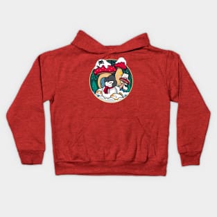 Purrrry Playtime in Magical Mushroom Town Kids Hoodie